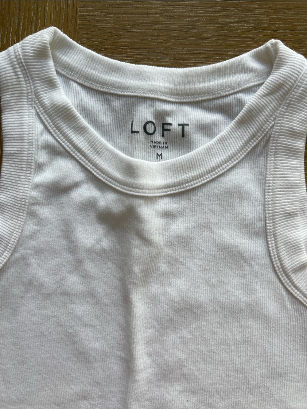 LOFT White Ribbed Tank with Racerback Style - Picture 2 of 5